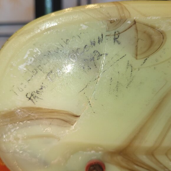 1930s Houze Akro Agate Slag Glass UV Radium Glow Art Deco Brass Lion Ashtray - Picture 7 of 8